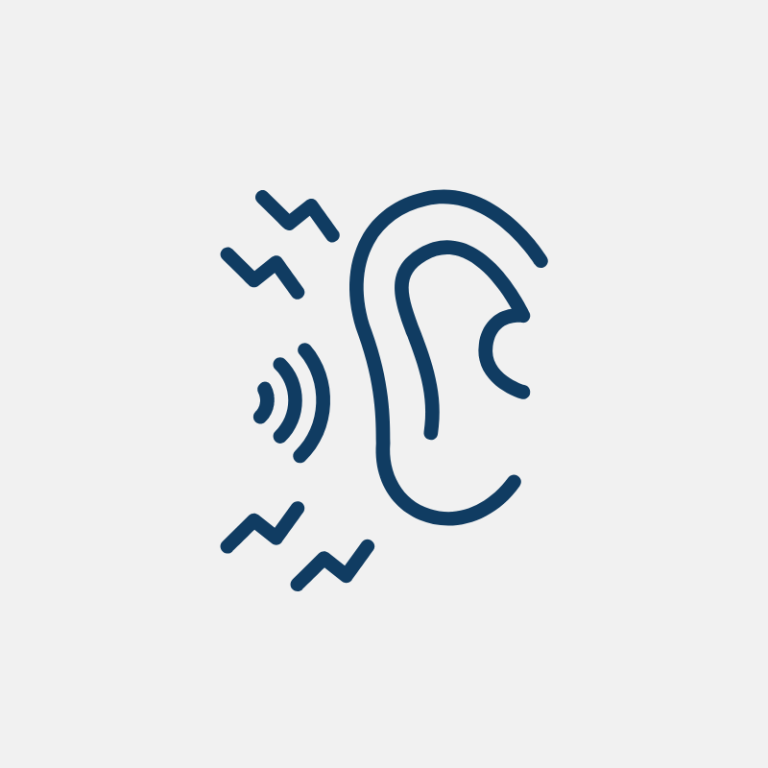 Noisy icon depicting an ear surrounded by sound waves.