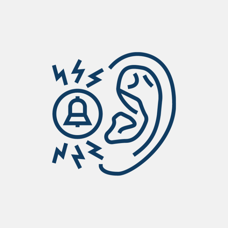 Tinnitus icon representing ringing or buzzing sounds in the ears, symbolizing the condition of tinnitus.